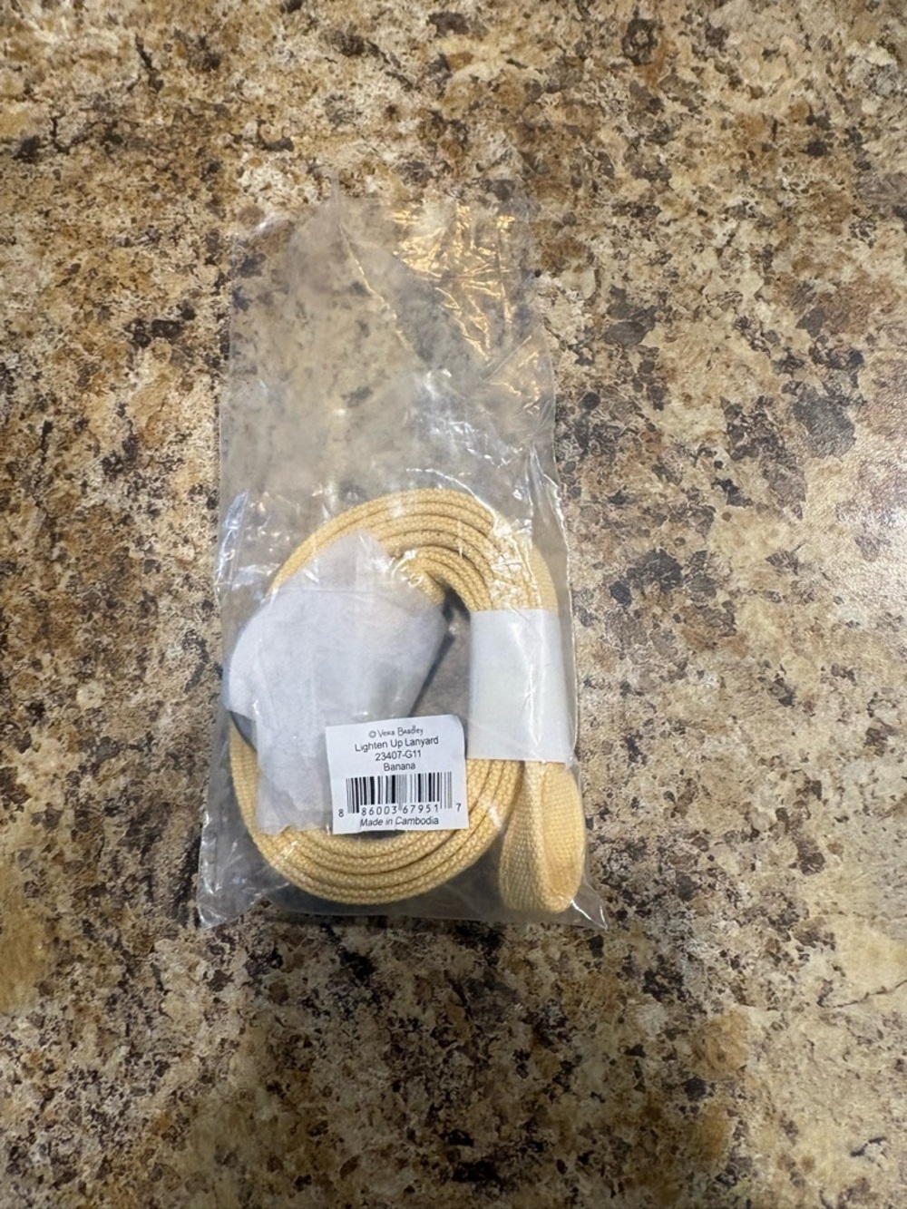 New Vera Bradley Banana Yellow Woven Lanyard Strap - Packaged